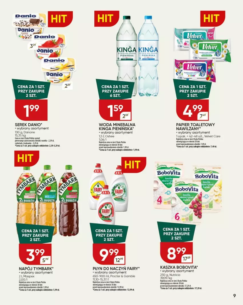 Gazetka promocyjna Chata Polska - ważna 10.04 do 20.04.2025 - strona 22 - produkty: BoboVita, Czekolada, Danio, Danone, Fa, Fairy, Napój, Oshee, Papier, Papier toaletowy, Ser, Serek, Tymbark, Velvet, Vita C, Woda, Woda mineralna