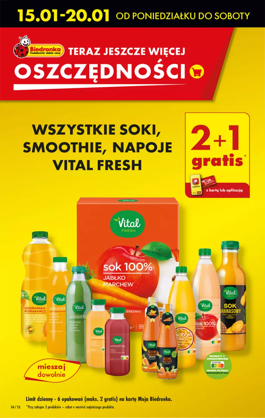 Gazetka promocyjna Biedronka - Od poniedzialku - ważna 15.01 do 20.01.2024 - strona 14 - produkty: Gra, Napoje, Smoothie, Sok