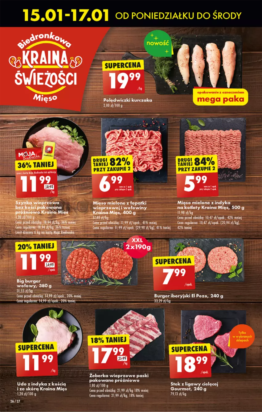 Gazetka promocyjna Biedronka - Od poniedzialku - ważna 15.01 do 20.01.2024 - strona 30 - produkty: Burger, Kurczak, Mięso, Mięso mielone, Pur, Stek