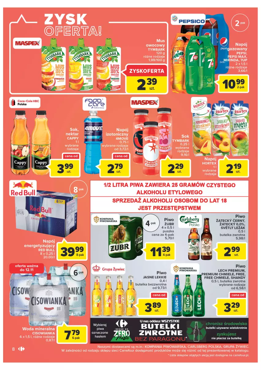 Gazetka promocyjna Carrefour - Gazetka Market - ważna 08.11 do 19.11.2022 - strona 10 - produkty: Lech Premium, Mus, Pepsi, Piwo