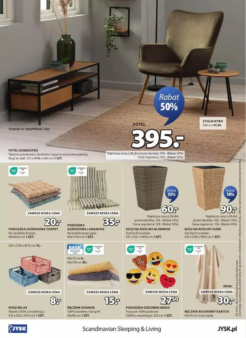 Gazetka promocyjna Jysk - ważna 14.04 do 04.05.2025 - strona 8 - produkty: Fotel, Kaktus, Kosz, Krzesło, LG, Poduszka, Ręcznik, Ręcznik kuchenny, Siedzisko, Stolik, Wełna