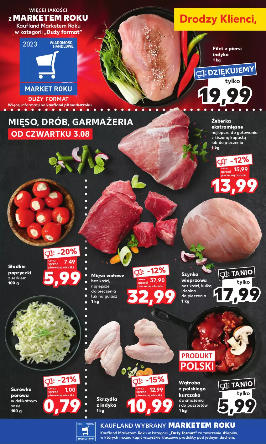 Gazetka promocyjna Kaufland - Mocny Start - ważna 07.08 do 09.08.2023 - strona 10 - produkty: Drób, Filet z piersi indyka, Kapustą, Kurczak, Mięso, Mięso wołowe, Pasztet, Piec, Por, Ser, Sos, Surówka, Szynka, Szynka wieprzowa