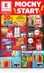 Gazetka promocyjna Kaufland - Mocny Start - Gazetka - ważna od 09.08 do 09.08.2023 - strona 1 - produkty: Kurczak, Masło klarowane, Makaron, Rum, Mus, Gra, Jaja, Truskawki, Mlekovita, Ręcznik, Czekolada, Kotlin, Szyna, Foxy, Woda mineralna, Arbuz, Woda, Waga, Grunt, Masło, Pomidory, Milka, Mleko