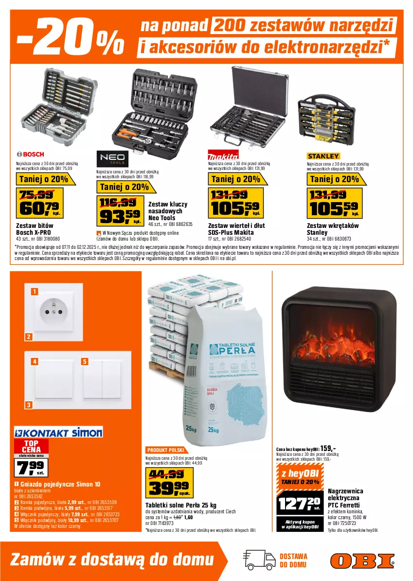 Gazetka promocyjna Obi - Gazetka OBI - ważna 07.11 do 02.12.2025 - strona 11 - produkty: Bosch, Fa, Farba lateksowa, Geoflex, Gładź polimerowa, Gniazdo pojedyncze, Grunt, Inka, Klej, Makita, Nagrzewnica elektryczna, Perła, Por, Rama, Ramka, Sok, Tablet, Top, Tran, Wkręt, Włącznik podwójny, Włącznik pojedynczy, Zestaw kluczy, Zestaw kluczy nasadowych, Zestaw wierteł, Zestaw wkrętaków