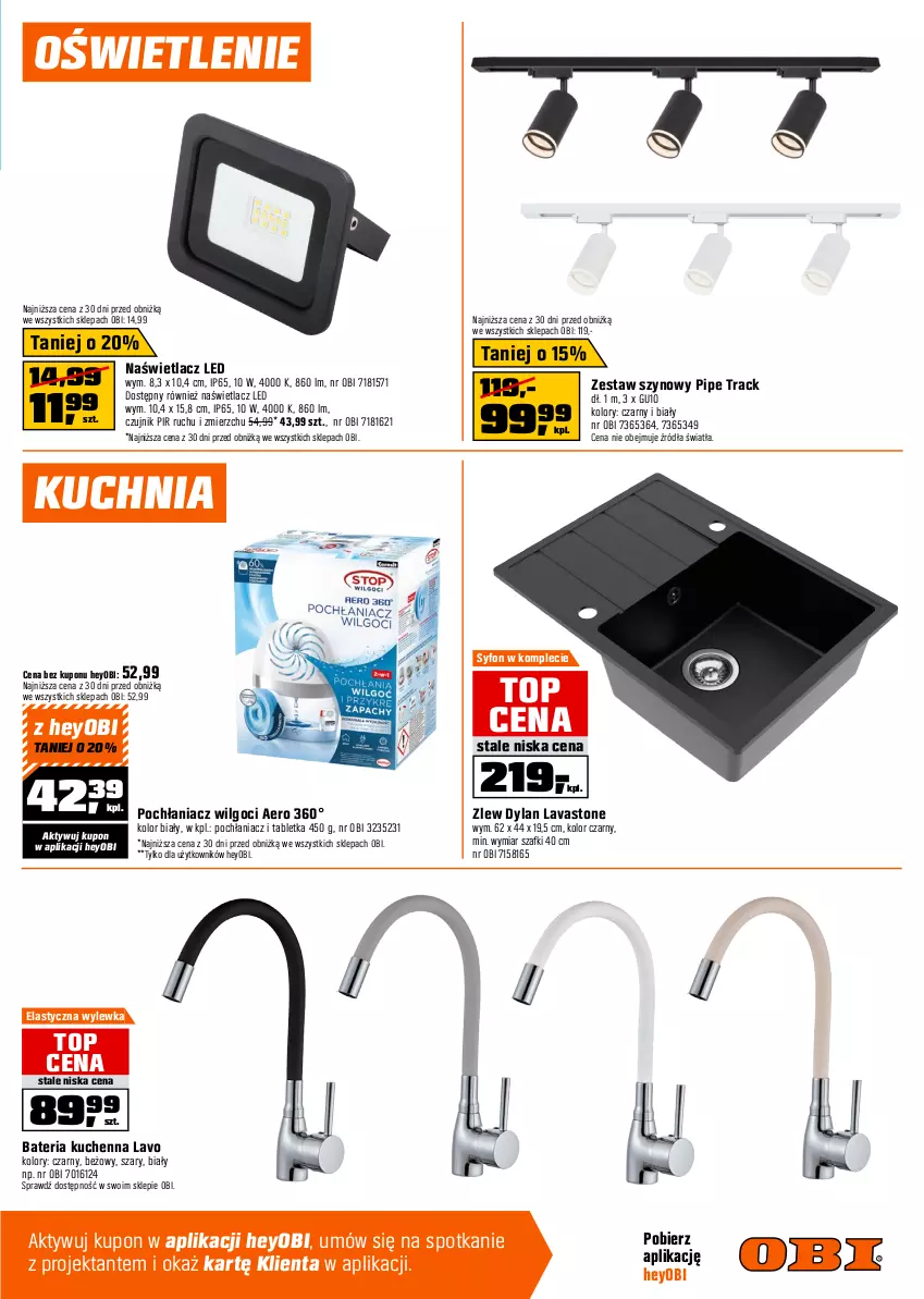 Gazetka promocyjna Obi - Gazetka OBI - ważna 07.11 do 02.12.2025 - strona 5 - produkty: Bateria, Bateria kuchenna, Fa, Gres, Kuchnia, LG, Naświetlacz, Naświetlacz LED, Pochłaniacz wilgoci, Syfon, Tablet, Top, Zlew