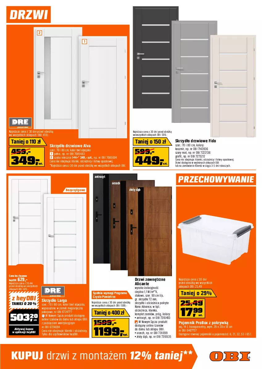 Gazetka promocyjna Obi - Gazetka OBI - ważna 07.11 do 02.12.2025 - strona 9 - produkty: Cynk, Drzwi, Drzwi zewnętrzne, Gra, Karnisz, Klamka, LG, Podkład, Pojemnik, Por, Regał, Regał metalowy, Skrzydło drzwiowe, Sok, Tran
