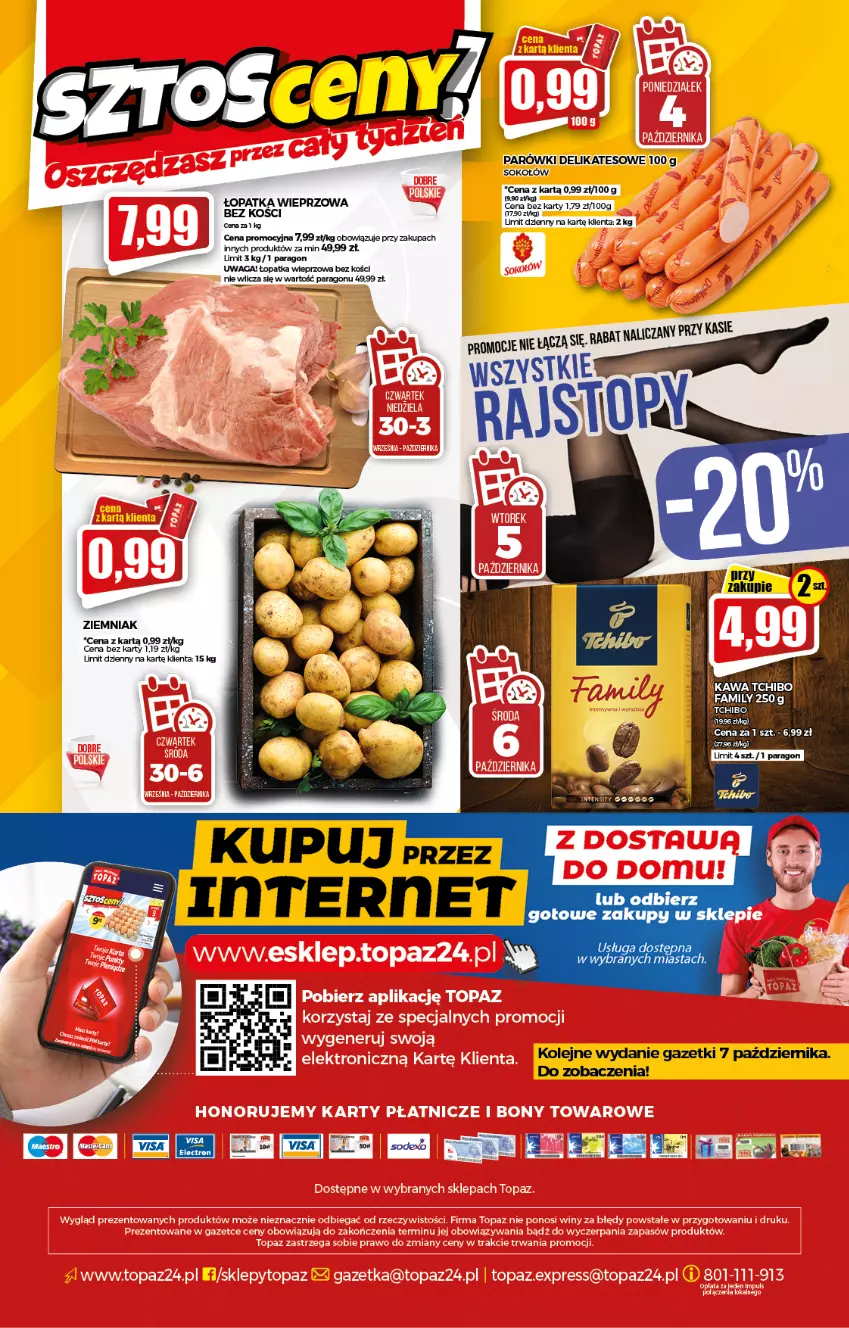 Gazetka promocyjna Topaz - Gazetka - ważna 30.09 do 06.10.2021 - strona 20 - produkty: Olej, Parówki, Sok, Sokołów, Waga