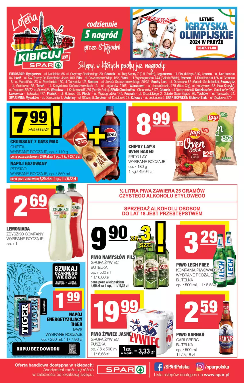 Gazetka promocyjna Spar - Spar - ważna 28.07 do 07.08.2024 - strona 8 - produkty: Carlsberg, Chipsy, Harnaś, Lemoniada, Piwo, Ryż