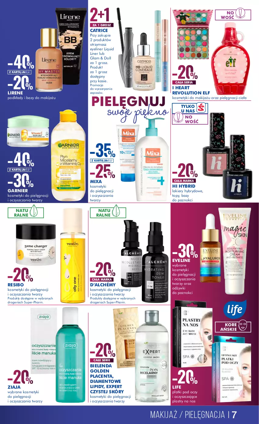 Gazetka promocyjna Super Pharm - Gazetka - ważna 27.12.2022 do 08.01.2023 - strona 7 - produkty: Bielenda, Catrice, Eveline, Garnier, Kosmetyki do pielęgnacji, Lakier, Lirene, Makijaż, Mixa, Podkład, Ser, Top, Ziaja