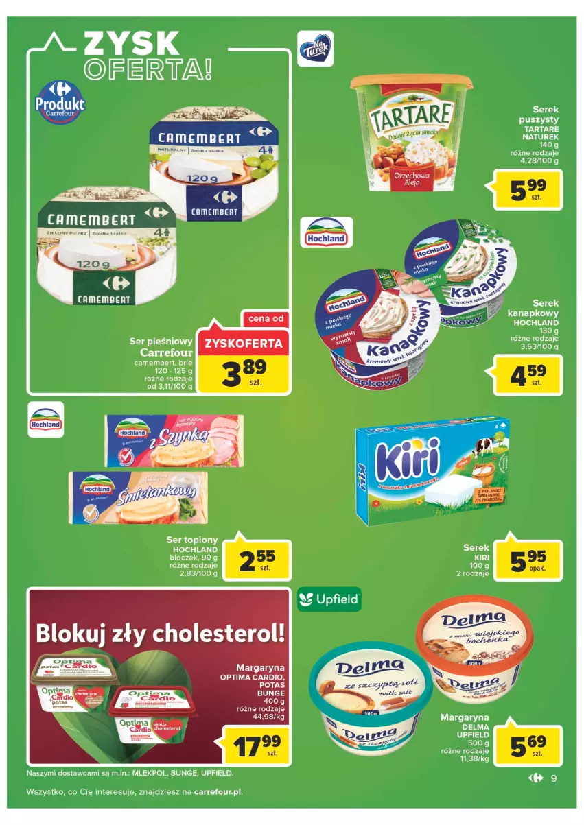 Gazetka promocyjna Carrefour - Gazetka Carrefour - ważna 13.09 do 24.09.2022 - strona 9 - produkty: Brie, Camembert, Hochland, Koc, Margaryna, NaTurek, Ser, Ser pleśniowy, Ser topiony, Top