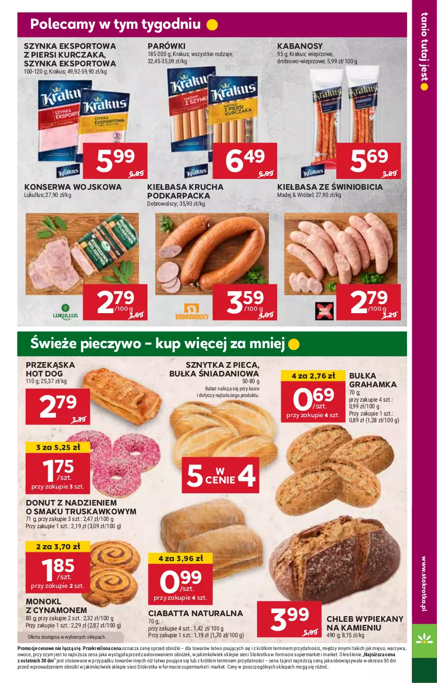 Gazetka promocyjna Stokrotka - Supermarket - ważna 08.08 do 12.08.2024 - strona 17 - produkty: BIC, Bułka, Bułka grahamka, Chleb, Ciabatta, Danio, Donut, Gra, Hot dog, HP, Kabanos, Karp, Kiełbasa, Kiełbasa krucha, Kurczak, Parówki, Piec, Pieczywo, Por, Ser, Sport, Szynka