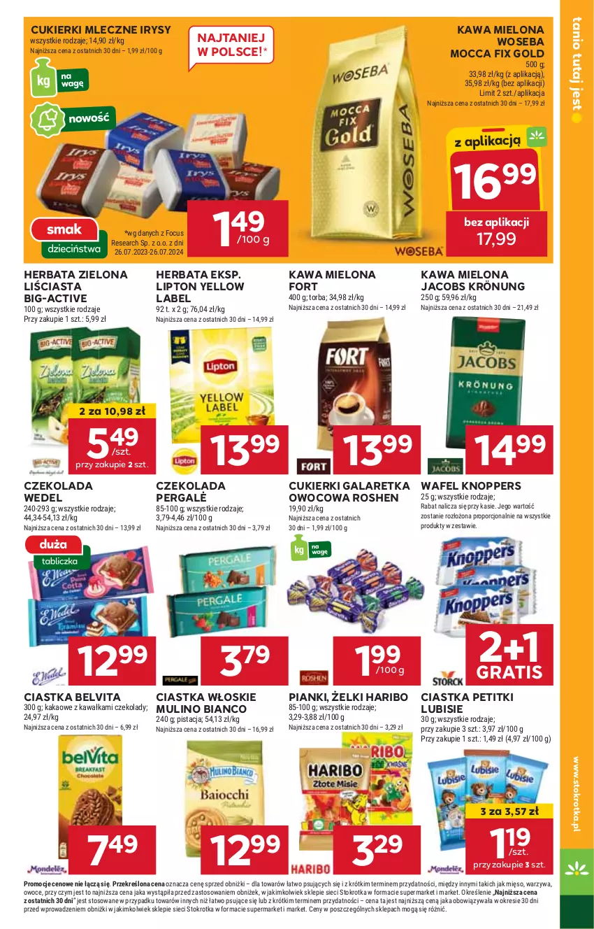 Gazetka promocyjna Stokrotka - Supermarket - ważna 08.08 do 12.08.2024 - strona 23 - produkty: BelVita, Ciastka, Cukier, Cukierki, Czekolada, Gala, Galaretka, Gra, Haribo, Herbata, HP, Jacobs, Jacobs Krönung, Kawa, Kawa mielona, Knoppers, Lipton, Lubisie, Mocca Fix Gold, Woseba