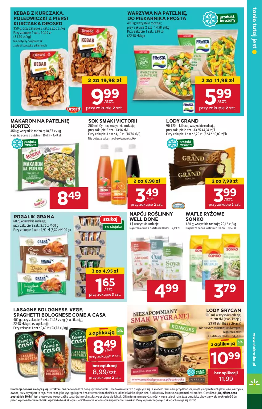 Gazetka promocyjna Stokrotka - Supermarket - ważna 08.08 do 12.08.2024 - strona 25 - produkty: Frosta, Gra, Gry, Hortex, HP, Kebab, Kebab z kurczaka, Kurczak, Lasagne, Lasagne bolognese, Lody, Makaron, Napój, Napój roślinny, Piekarnik, Rogal, Ryż, Sok, Sonko, Spaghetti, Wafle, Warzywa