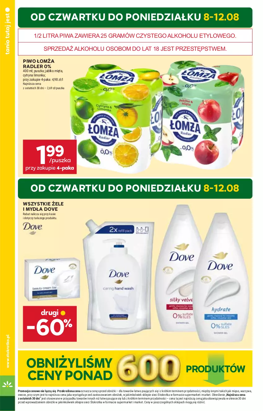 Gazetka promocyjna Stokrotka - Supermarket - ważna 08.08 do 12.08.2024 - strona 6 - produkty: Dove, Gra, HP, Piwa, Piwo, Radler