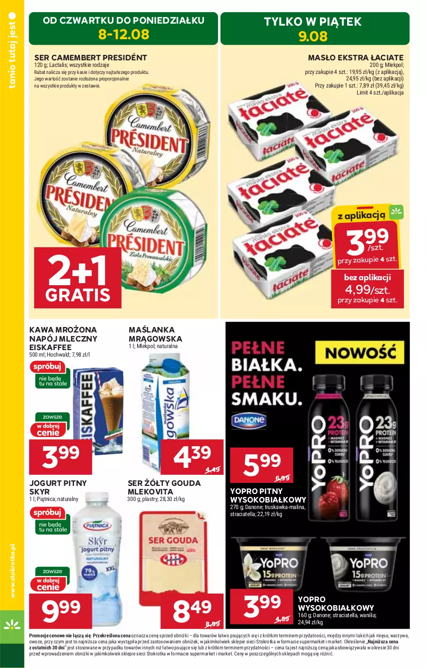 Gazetka promocyjna Stokrotka - Supermarket - ważna 08.08 do 12.08.2024 - strona 8 - produkty: Camembert, Gouda, Gra, HP, Jogurt, Jogurt pitny, Kawa, Maślanka, Masło, Mleko, Mlekovita, Napój, Napój mleczny, Ser, Sok