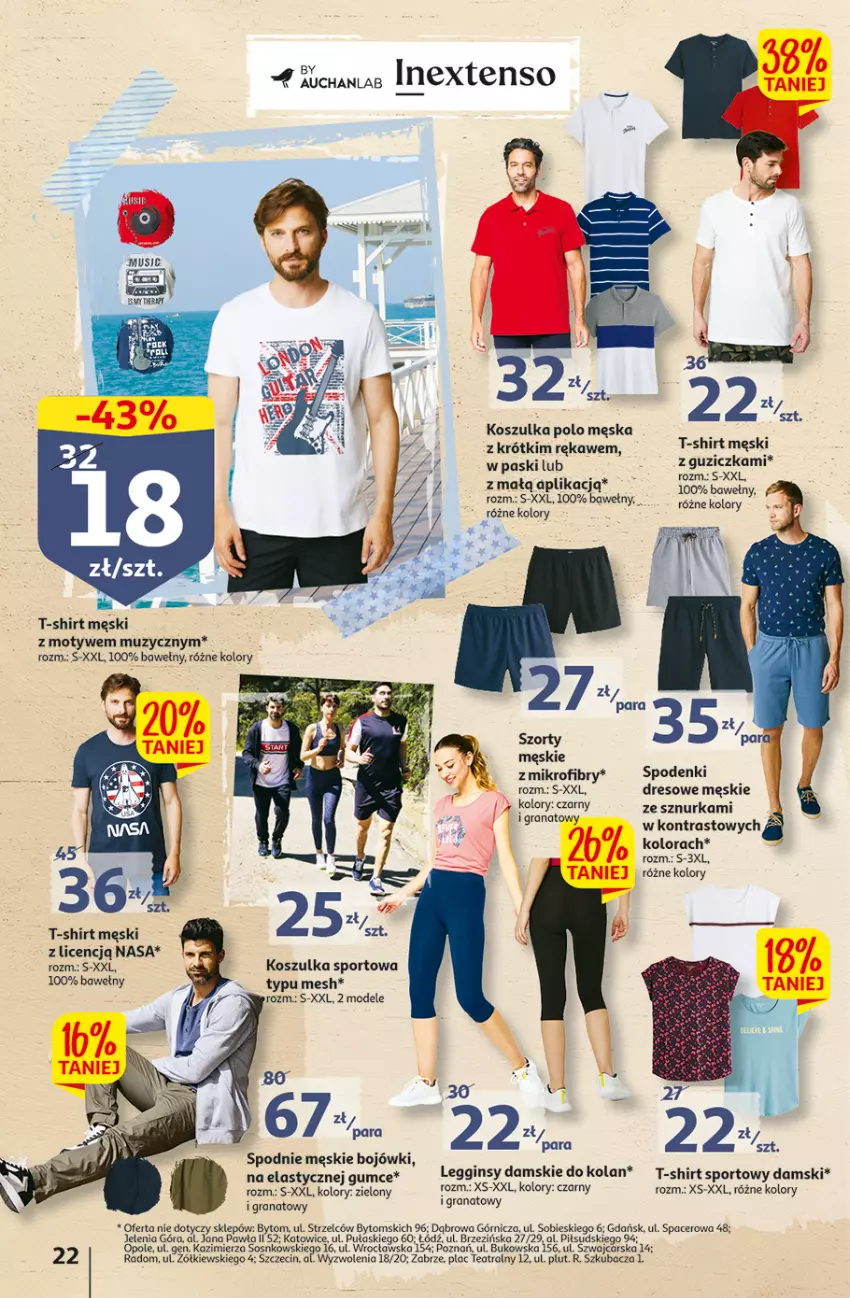 Gazetka promocyjna Auchan - Szkoła oszczędzania Temat PrzeSmaczne oferty Hipermarkety - ważna 04.08 do 10.08.2022 - strona 22 - produkty: Acer, Cars, Dres, Gin, Gra, Granat, Kosz, Koszulka, Koszulka sportowa, Legginsy, Por, Spodnie, Sport, T-shirt