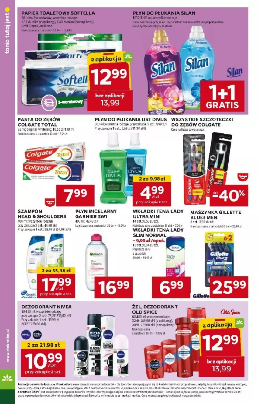 Gazetka promocyjna Stokrotka - ważna 29.05 do 06.06.2024 - strona 22 - produkty: Colgate, Colgate Total, Dezodorant, Garnier, Gillette, Gin, Gra, LG, Maszynka, Mięso, Nivea, Old Spice, Owoce, Papier, Papier toaletowy, Pasta do zębów, Płyn do płukania, Płyn micelarny, Por, Silan, Szampon, Szynka, Warzywa, Wkładki