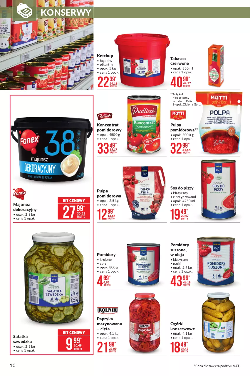 Gazetka promocyjna Makro - [Oferta promocyjna] Artykuły spożywcze i przemysłowe - ważna 23.02 do 08.03.2021 - strona 10 - produkty: Ketchup, Koncentrat pomidorowy, Majonez, Ogórki konserwowe, Olej, Papryka, Papryka marynowana, Pomidory, Pulpa pomidorowa, Sałat, Sałatka, Ser, Sos, Sos do pizzy