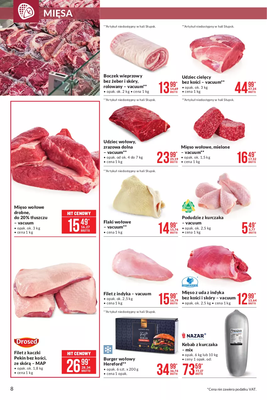 Gazetka promocyjna Makro - [Oferta promocyjna] Artykuły spożywcze i przemysłowe - ważna 23.02 do 08.03.2021 - strona 8 - produkty: Boczek, Boczek wieprzowy, Burger, Flaki, Flaki wołowe, Kebab, Kebab z kurczaka, Kurczak, Mięso, Mięso wołowe, Podudzie z kurczaka, Udziec cielęcy, Udziec wołowy