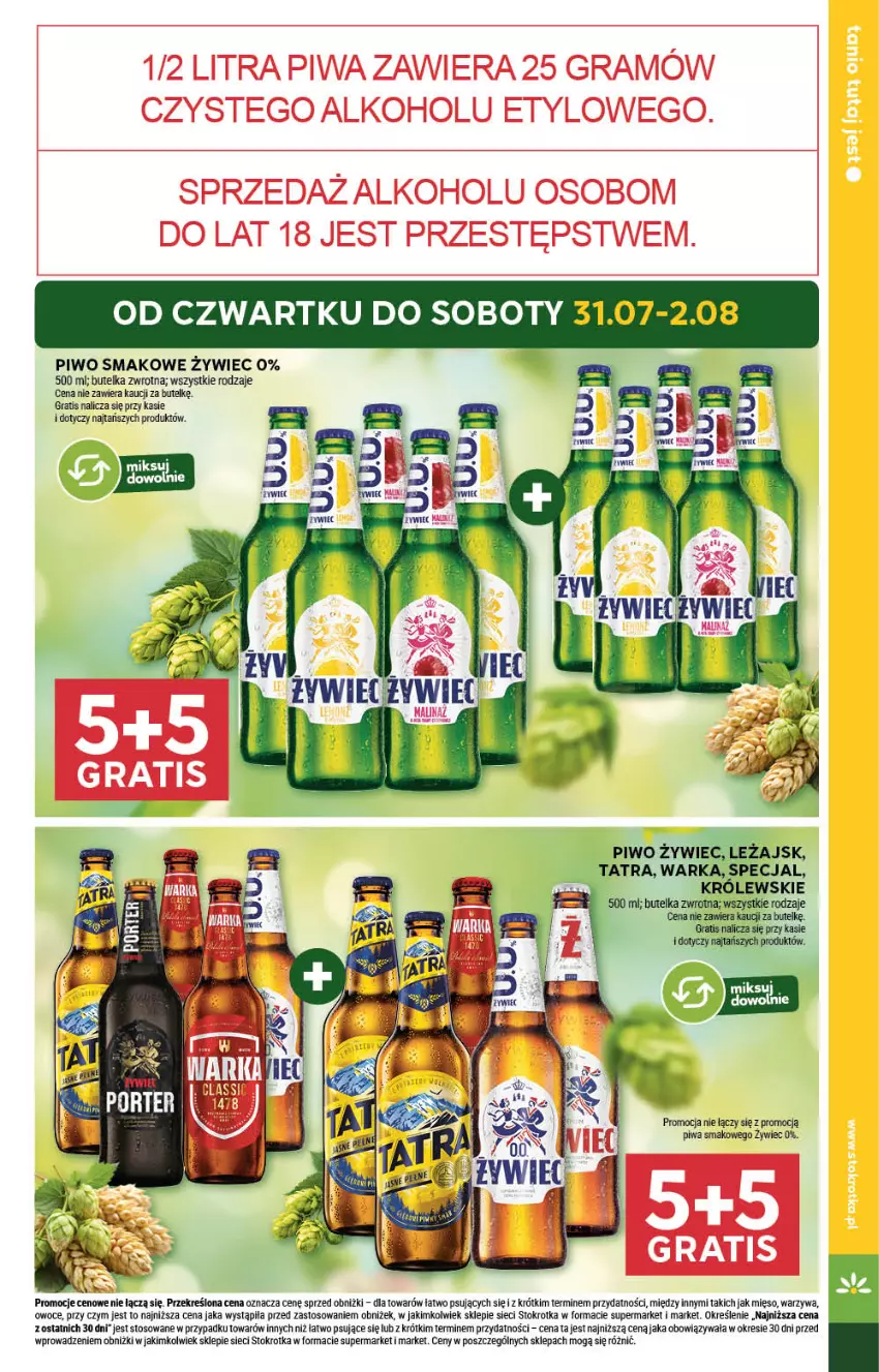 Gazetka promocyjna Stokrotka - Supermarket - ważna 31.07 do 06.08.2025 - strona 3 - produkty: Gra, Królewski, Mięso, Owoce, Piwa, Piwo, Por, Tatra, Warka, Warzywa