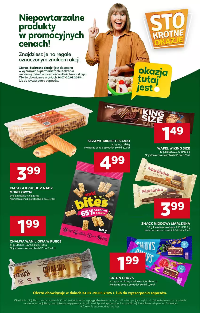 Gazetka promocyjna Stokrotka - Supermarket - ważna 31.07 do 06.08.2025 - strona 30 - produkty: Baton, Chałwa, Ciastka, Kakao, Por, Sezam