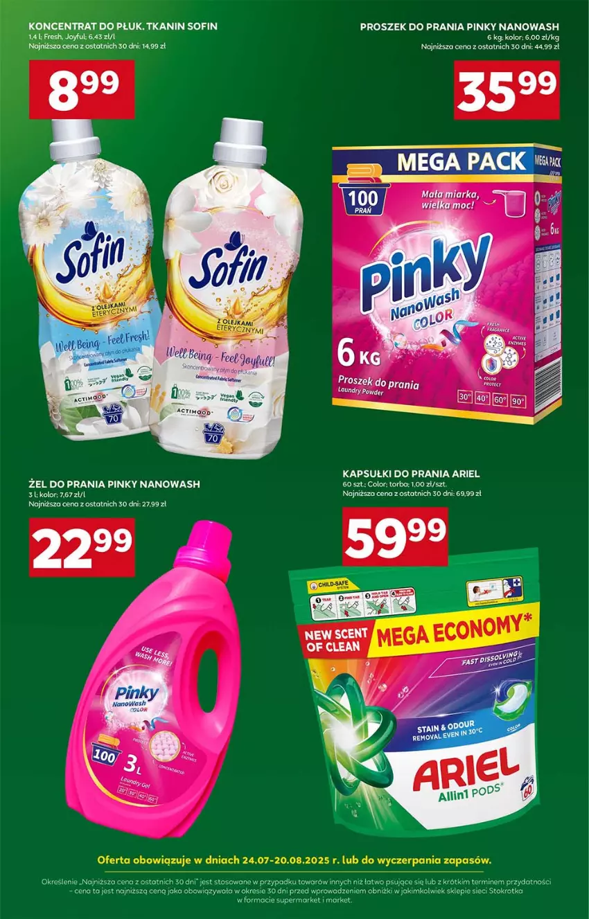 Gazetka promocyjna Stokrotka - Supermarket - ważna 31.07 do 06.08.2025 - strona 33 - produkty: Ariel, Kapsułki do prania, Proszek do prania, Torba