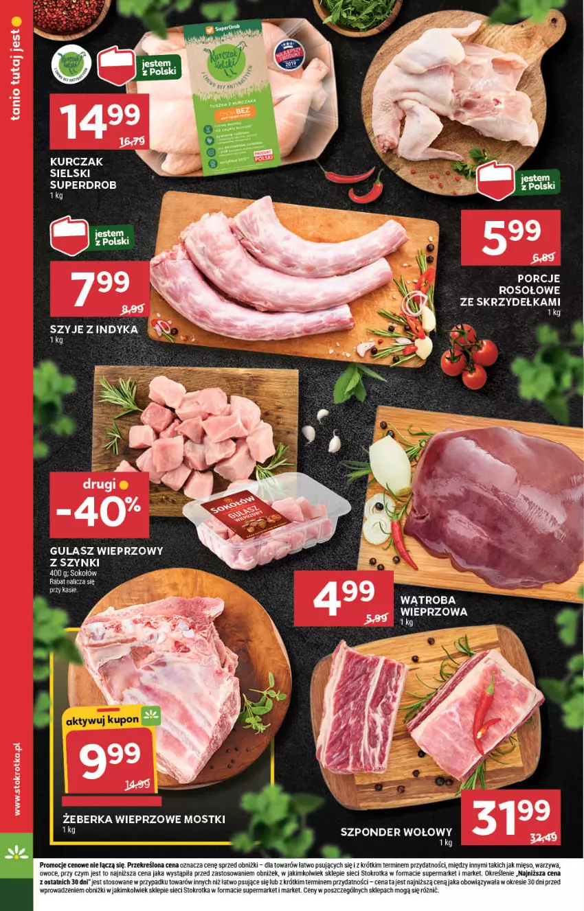 Gazetka promocyjna Stokrotka - Supermarket - ważna 31.07 do 06.08.2025 - strona 8 - produkty: Kurczak, LG, Mięso, Owoce, Por, Sok, Sokołów, Szponder wołowy, Warzywa