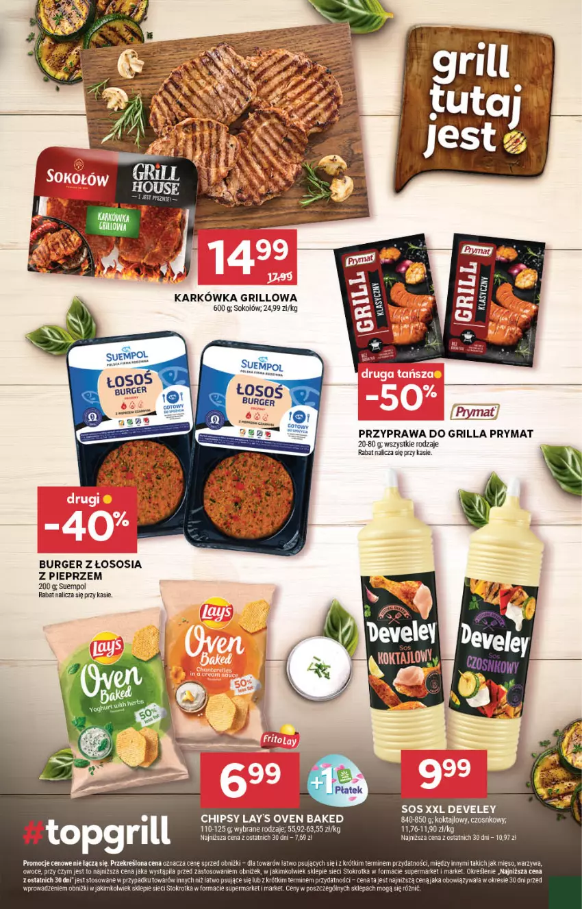 Gazetka promocyjna Stokrotka - Supermarket - ważna 31.07 do 06.08.2025 - strona 9 - produkty: Burger, Chipsy, Grill, Mięso, Owoce, Pieprz, Prymat, Sok, Sokołów, Sos, Suempol, Warzywa