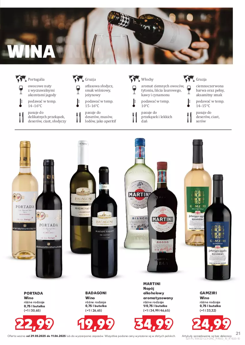Gazetka promocyjna Kaufland - Barek Kauflandu - ważna 29.05 do 11.06.2025 - strona 21 - produkty: Aksam, Deser, Jagody, Laur, Martini, Mus, Napój, Nuty, Por, Portada, Ser, Wino