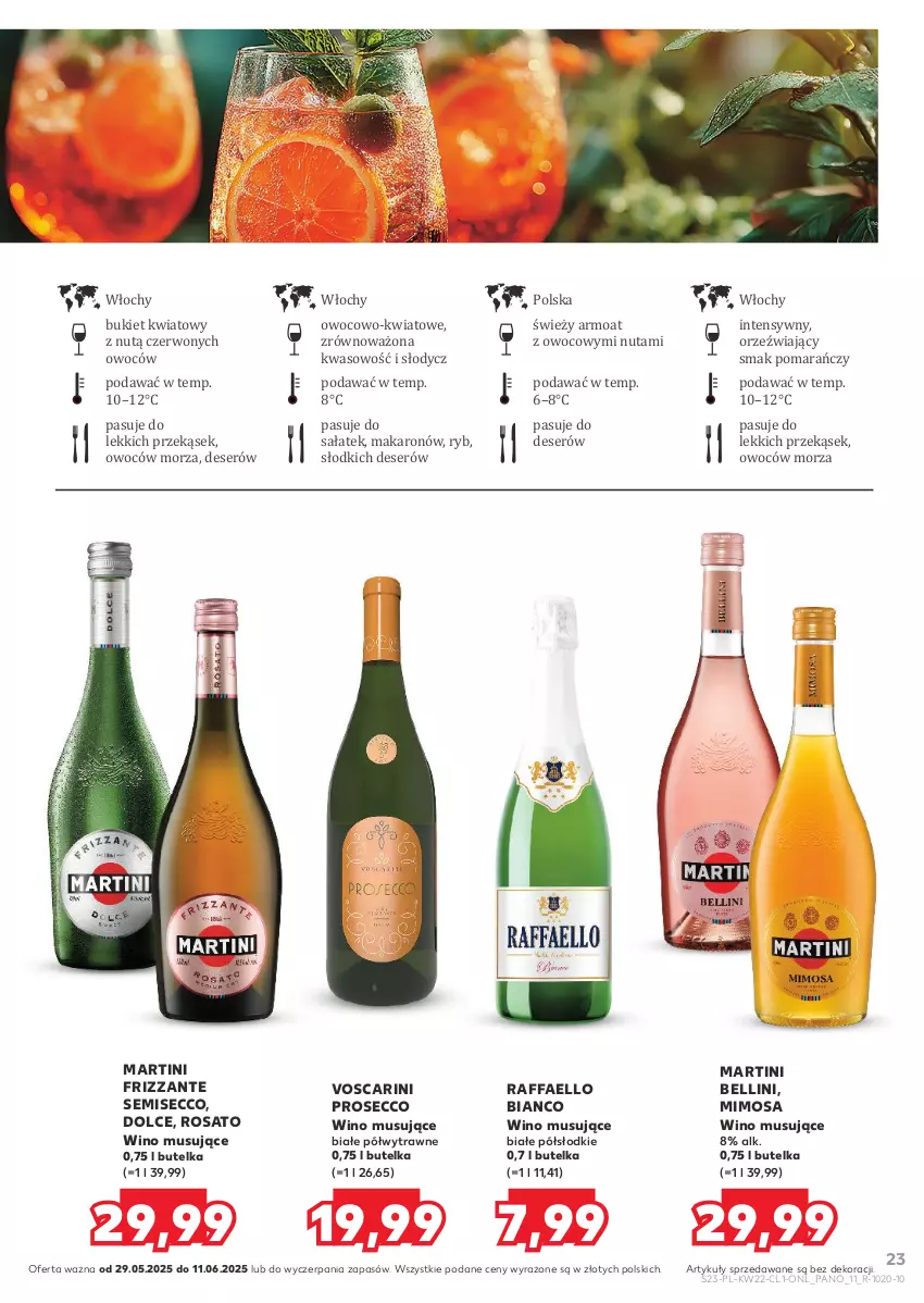 Gazetka promocyjna Kaufland - Barek Kauflandu - ważna 29.05 do 11.06.2025 - strona 23 - produkty: Bell, Bukiet, Deser, Fa, Makaron, Martini, Mimosa, Mus, Prosecco, Raffaello, Sałat, Ser, Wino, Wino musujące