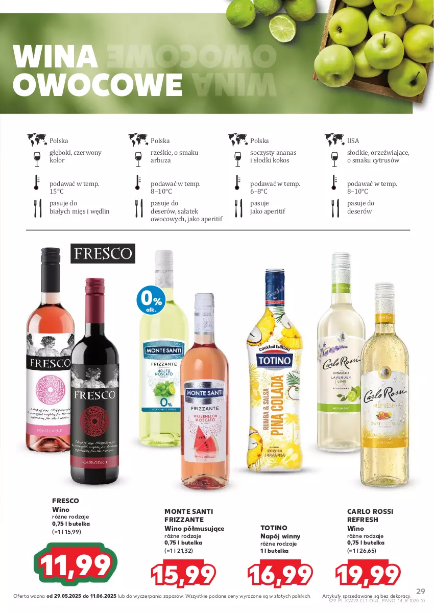 Gazetka promocyjna Kaufland - Barek Kauflandu - ważna 29.05 do 11.06.2025 - strona 29 - produkty: Ananas, Arbuz, Carlo Rossi, Deser, Fresco, Kokos, Monte, Monte Santi, Mus, Napój, Sałat, Ser, Wino