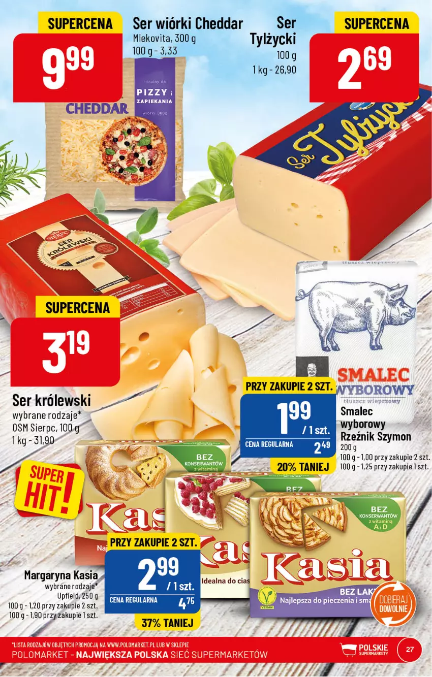 Gazetka promocyjna PoloMarket - Gazetka pomocyjna - ważna 15.02 do 21.02.2023 - strona 27 - produkty: Cheddar, Kasia, Królewski, Margaryna, Mleko, Mlekovita, Ser, Smalec