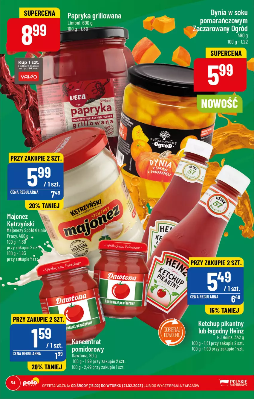 Gazetka promocyjna PoloMarket - Gazetka pomocyjna - ważna 15.02 do 21.02.2023 - strona 34 - produkty: Dawtona, Grill, Heinz, Ketchup, Majonez, Ogród, Papryka, Papryka grillowana, Ręcznik, Sok