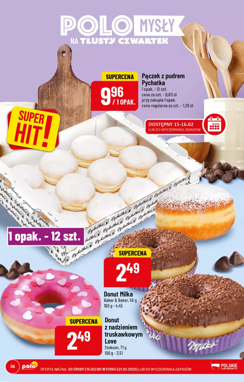 Gazetka promocyjna PoloMarket - Gazetka pomocyjna - ważna 15.02 do 21.02.2023 - strona 38 - produkty: Donut, Fa, Milka, Pączek