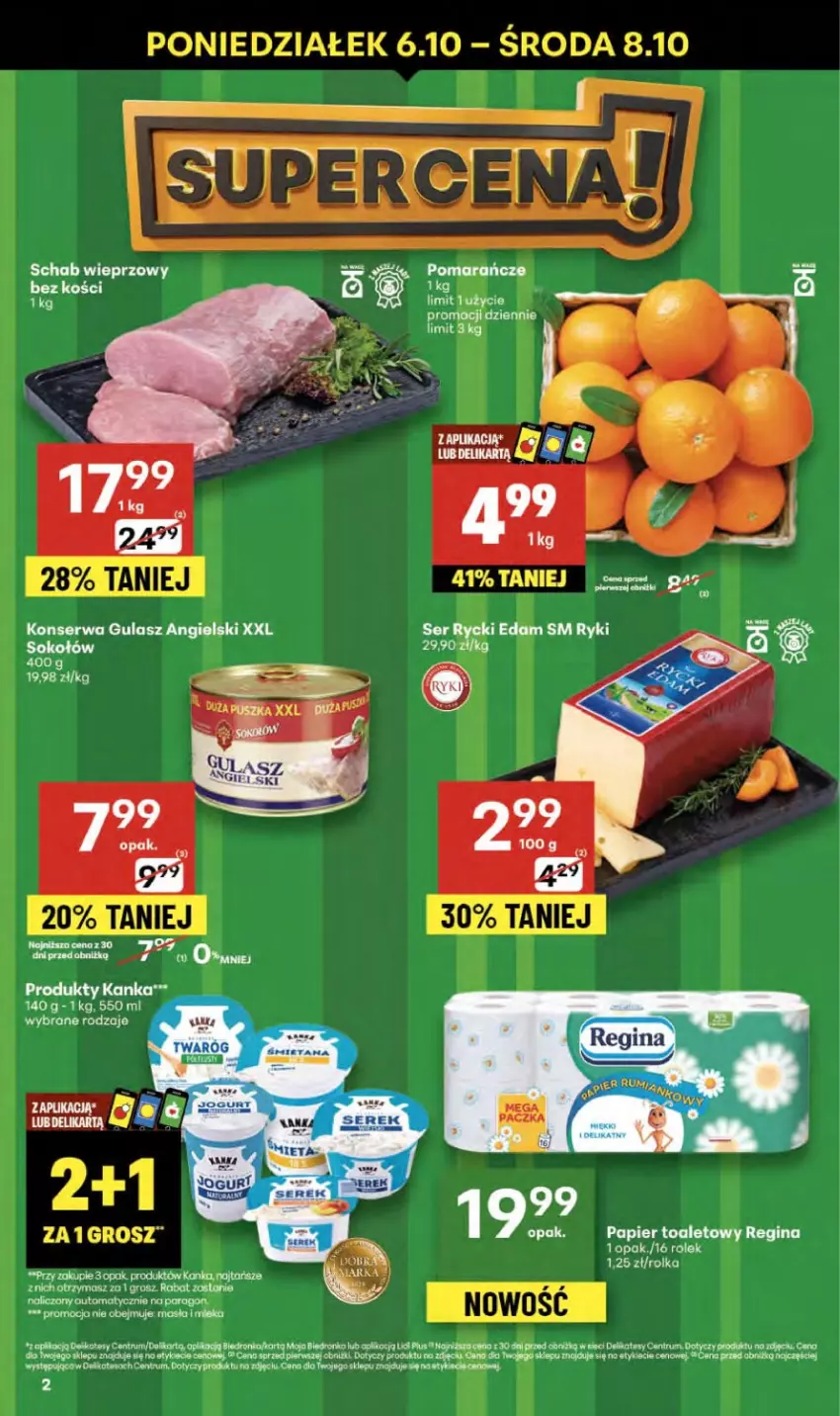 Gazetka promocyjna Delikatesy Centrum - Franczyza DC40 Czwartek - ważna 02.10 do 08.10.2025 - strona 2 - produkty: Edam, Gin, Koc, Papier, Papier toaletowy, Rum, Rycki Edam, Ser, Sok, Sokołów
