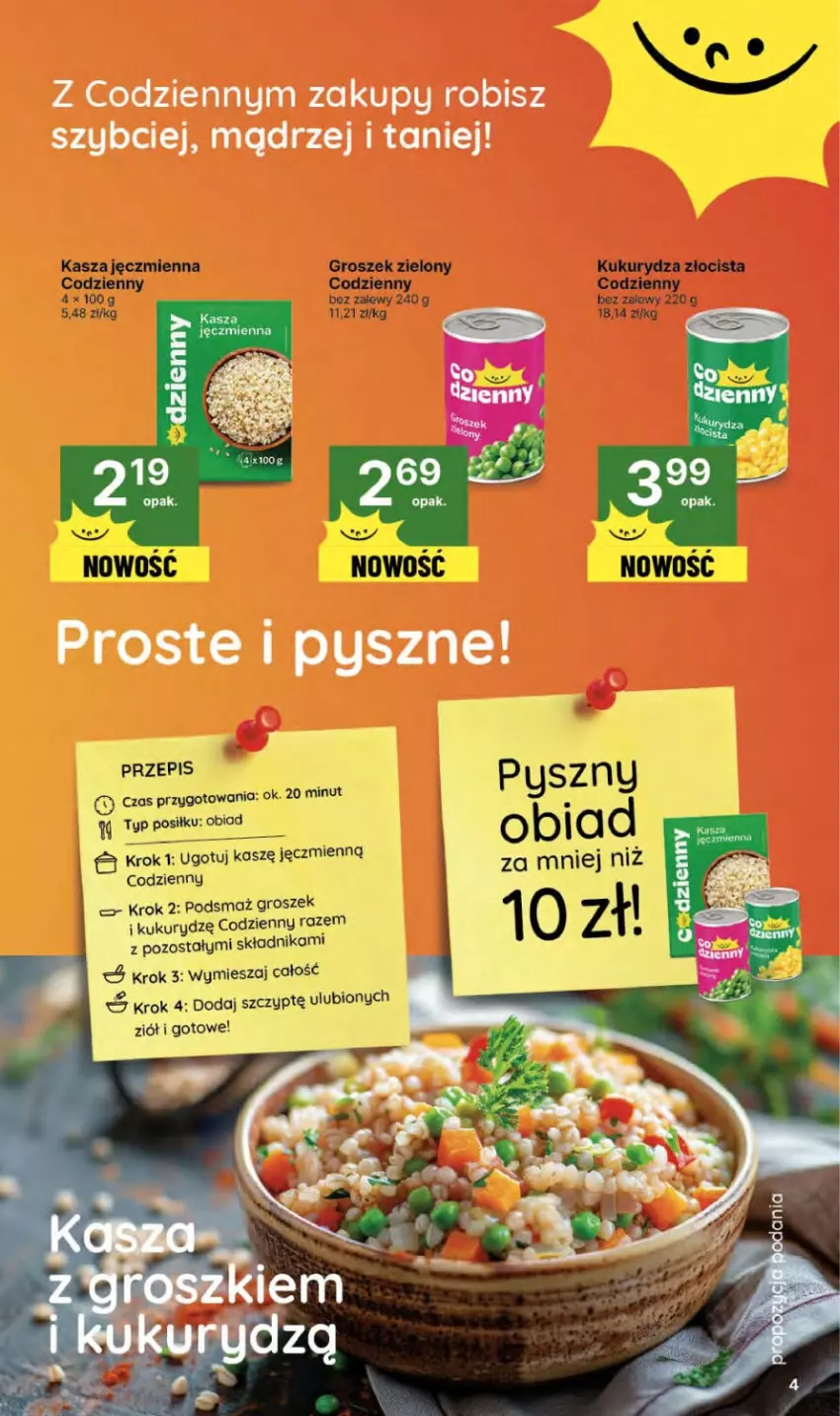 Gazetka promocyjna Delikatesy Centrum - Franczyza DC40 Czwartek - ważna 02.10 do 08.10.2025 - strona 4 - produkty: Groszek, Kasza, Kasza jęczmienna, Kukurydza