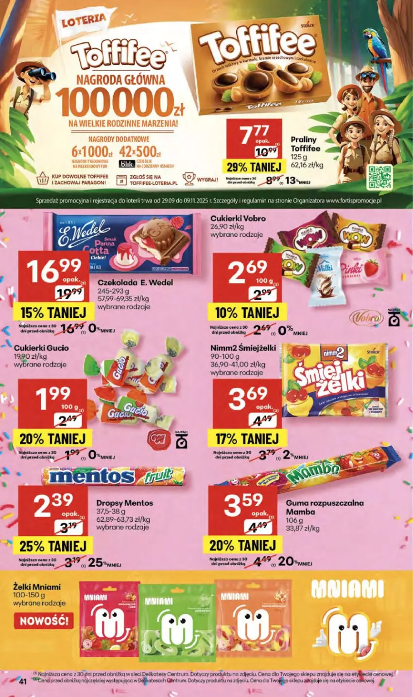 Gazetka promocyjna Delikatesy Centrum - Franczyza DC40 Czwartek - ważna 02.10 do 08.10.2025 - strona 41 - produkty: Cukier, Cukierki, Czekolada, E. Wedel, Gra, Guma rozpuszczalna, Mamba, Mentos, Nimm2, Rum, Toffifee