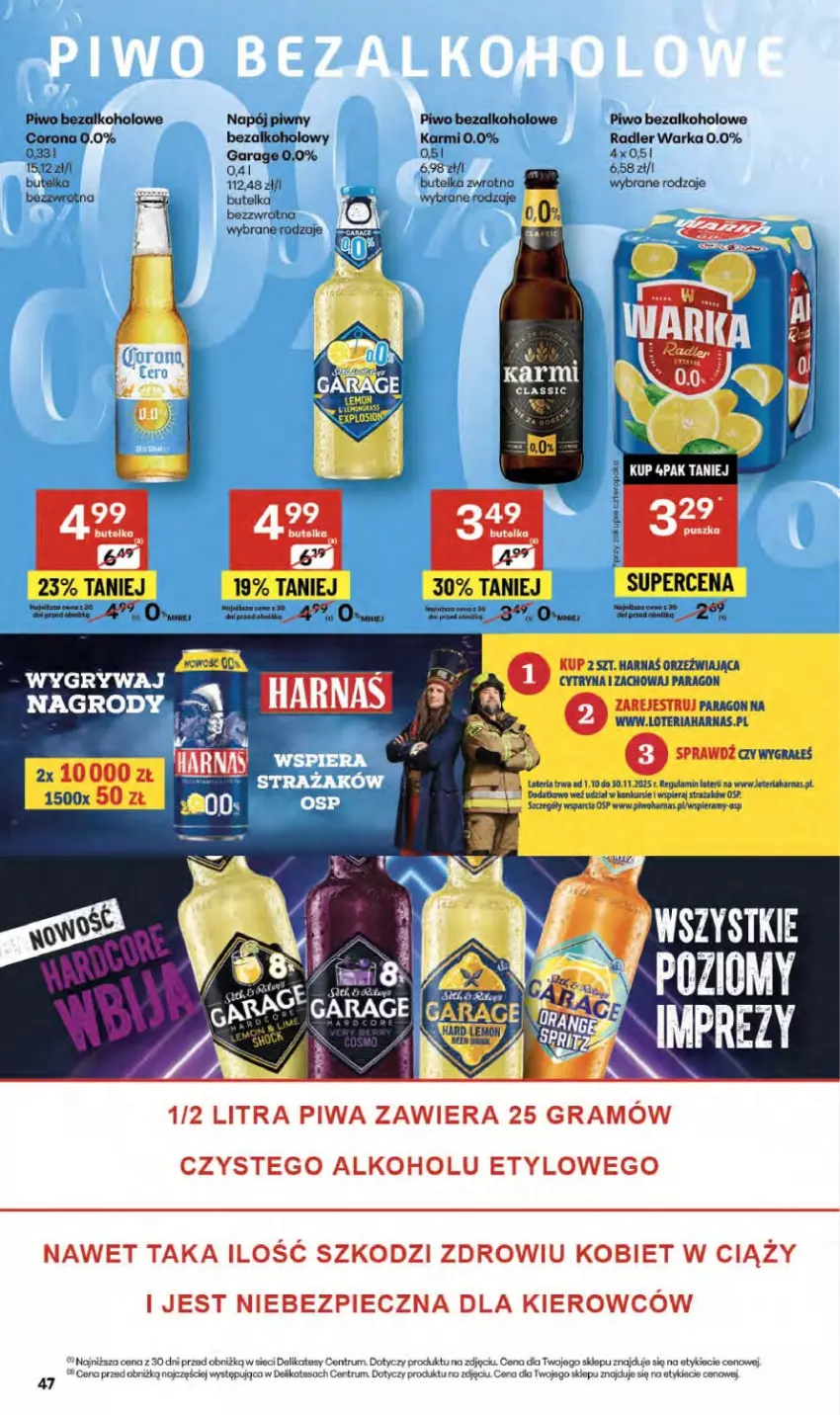 Gazetka promocyjna Delikatesy Centrum - Franczyza DC40 Czwartek - ważna 02.10 do 08.10.2025 - strona 47 - produkty: Gra, Harnaś, Karmi, Napój, Piec, Piwa, Piwo, Radler, Rum, Warka