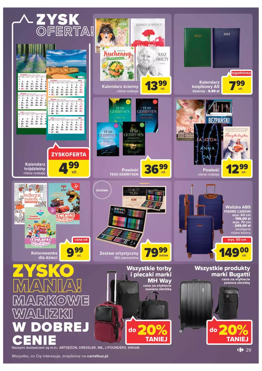 Gazetka promocyjna Carrefour - Gazetka Carrefour Zyskoteka - ważna 11.10 do 15.10.2022 - strona 29 - produkty: Dres, Dzieci, Fa, Kalendarz, Kolorowanka, Plecak, Walizka