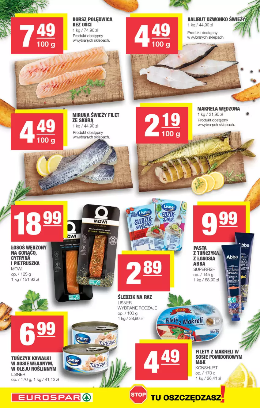 Gazetka promocyjna Spar - EuroSpar - ważna 30.04 do 10.05.2023 - strona 8 - produkty: Dorsz, Halibut, Kawa, Lisner, Miruna, Olej, Pietruszka, Polędwica, Sos, Tuńczyk