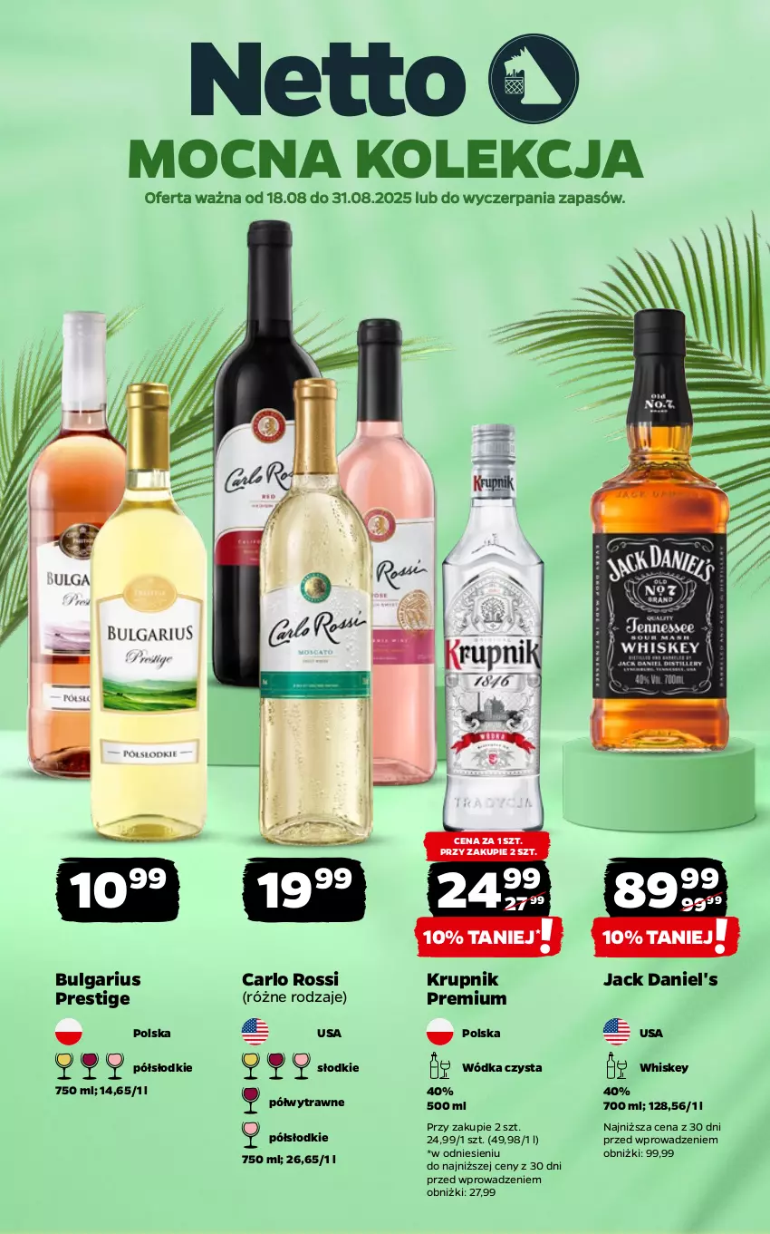 Gazetka promocyjna Netto - Netto_MK_08/25_2 - ważna 18.08 do 31.08.2025 - strona 1 - produkty: Carlo Rossi, Jack Daniel's, Krupnik, LG, Whiskey, Wódka