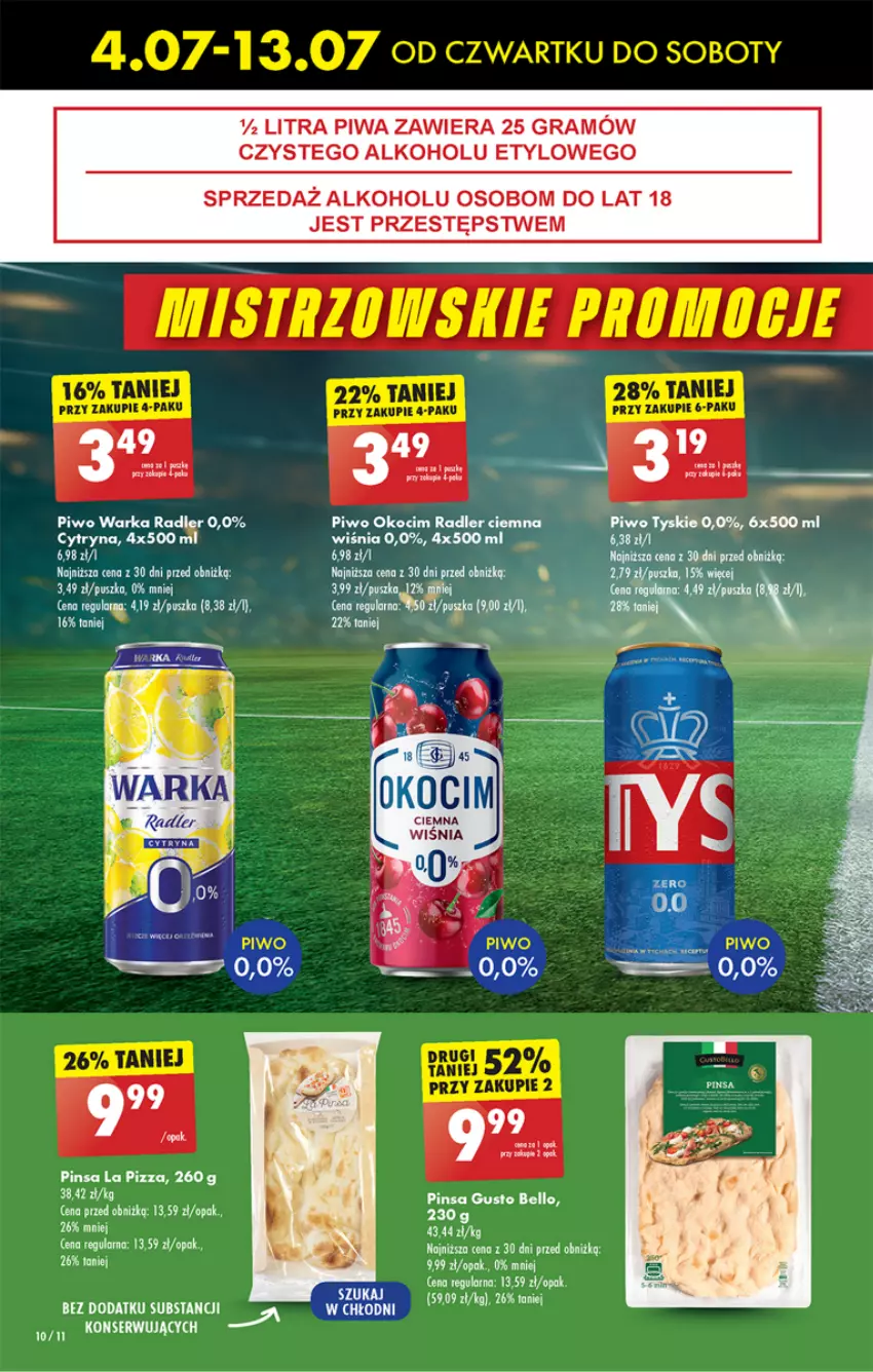 Gazetka promocyjna Biedronka - Finał Euro - ważna 04.07 do 13.07.2024 - strona 10 - produkty: Bell, Gra, Koc, Okocim, Piwa, Piwo, Pizza, Radler, Ser, Tyskie, Warka