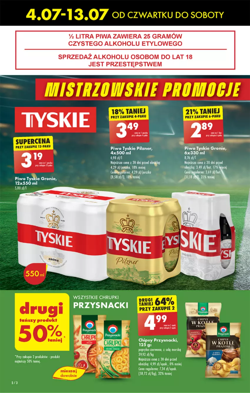 Gazetka promocyjna Biedronka - Finał Euro - ważna 04.07 do 13.07.2024 - strona 2 - produkty: Chipsy, Chrupki, Fa, Gra, LG, Piwa, Piwo, Przysnacki, Tyskie