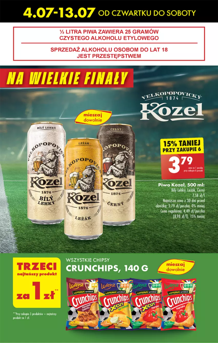 Gazetka promocyjna Biedronka - Finał Euro - ważna 04.07 do 13.07.2024 - strona 3 - produkty: Chipsy, Crunchips, Gra, Kozel, Piwa, Piwo