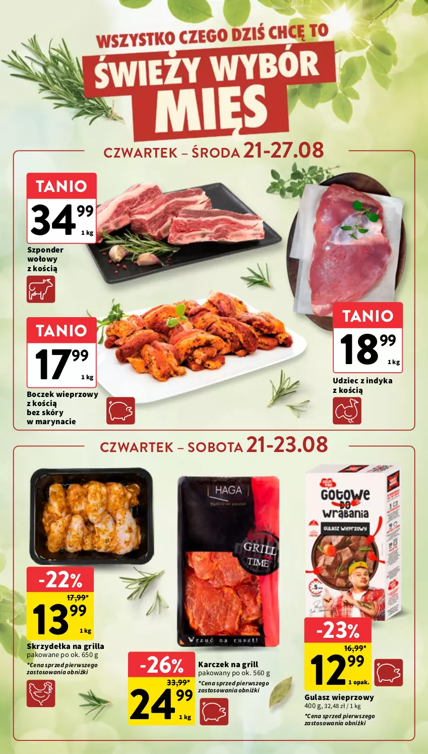 Gazetka promocyjna Intermarche - Gazetka promocyjna - ważna 21.08 do 27.08.2025 - strona 12 - produkty: Boczek, Boczek wieprzowy, Grill, Szponder wołowy, Udziec z indyka