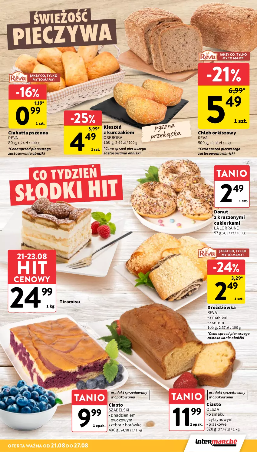 Gazetka promocyjna Intermarche - Gazetka promocyjna - ważna 21.08 do 27.08.2025 - strona 21 - produkty: Chleb, Ciabatta, Cukier, Donut, Kurczak, Piec, Ser