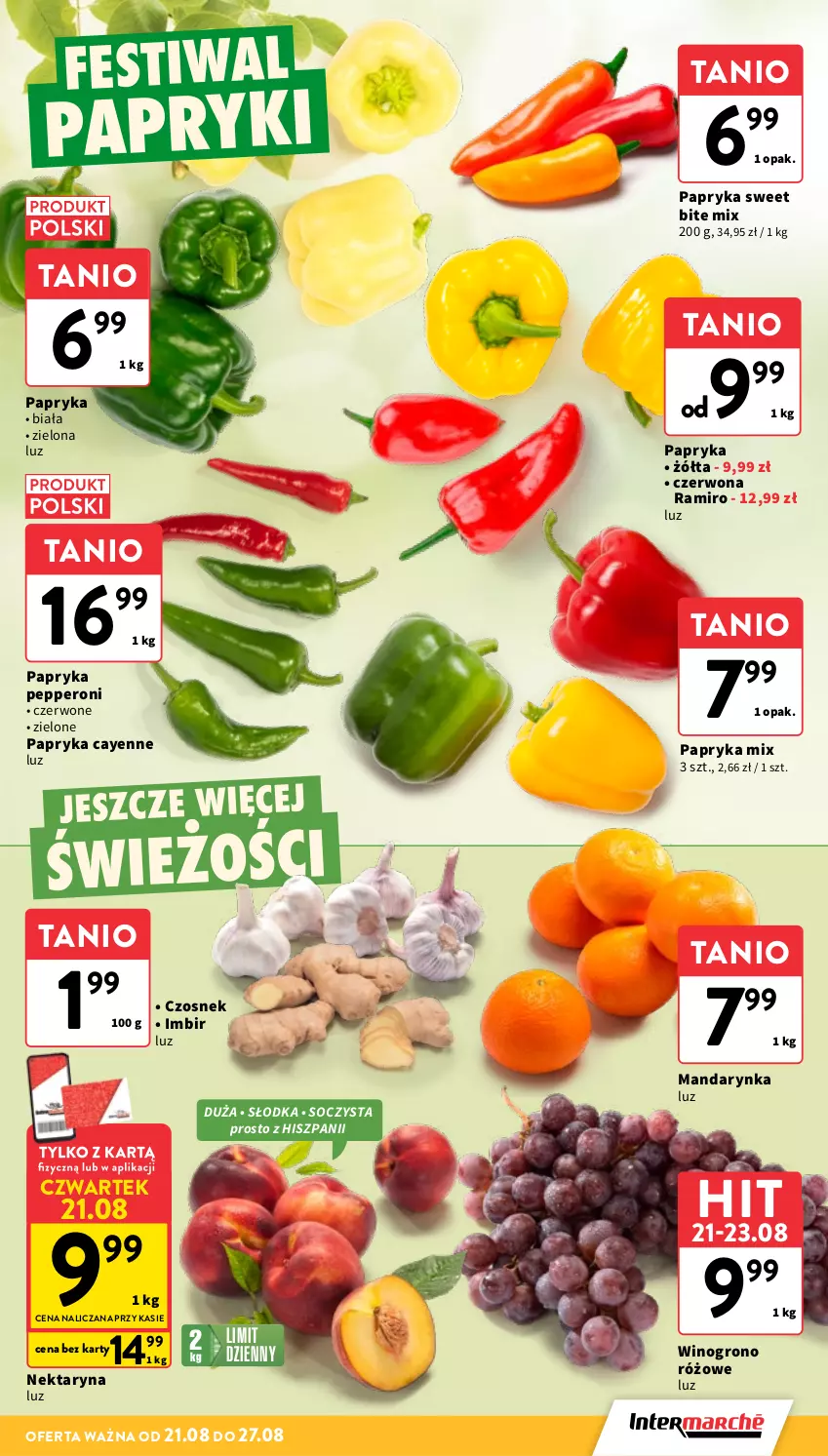 Gazetka promocyjna Intermarche - Gazetka promocyjna - ważna 21.08 do 27.08.2025 - strona 9 - produkty: Czosnek, Imbir, Nektar, Papryka, Papryka pepperoni, Wino