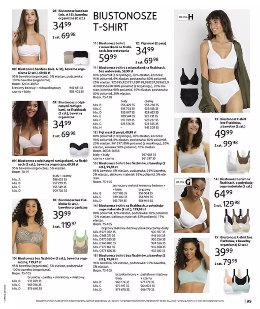 Gazetka promocyjna Bonprix - URLOPOWE NIEZBĘDNIKI - ważna 17.06 do 28.07.2025 - strona 101 - produkty: Biustonosz, Fa, Miseczka, Por, T-shirt, Wełna