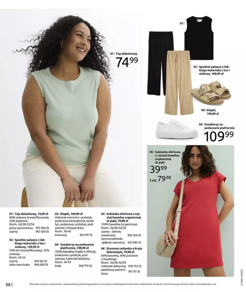 Gazetka promocyjna Bonprix - URLOPOWE NIEZBĘDNIKI - ważna 17.06 do 28.07.2025 - strona 90 - produkty: Fa, Por, Spodnie, Sukienka, Top
