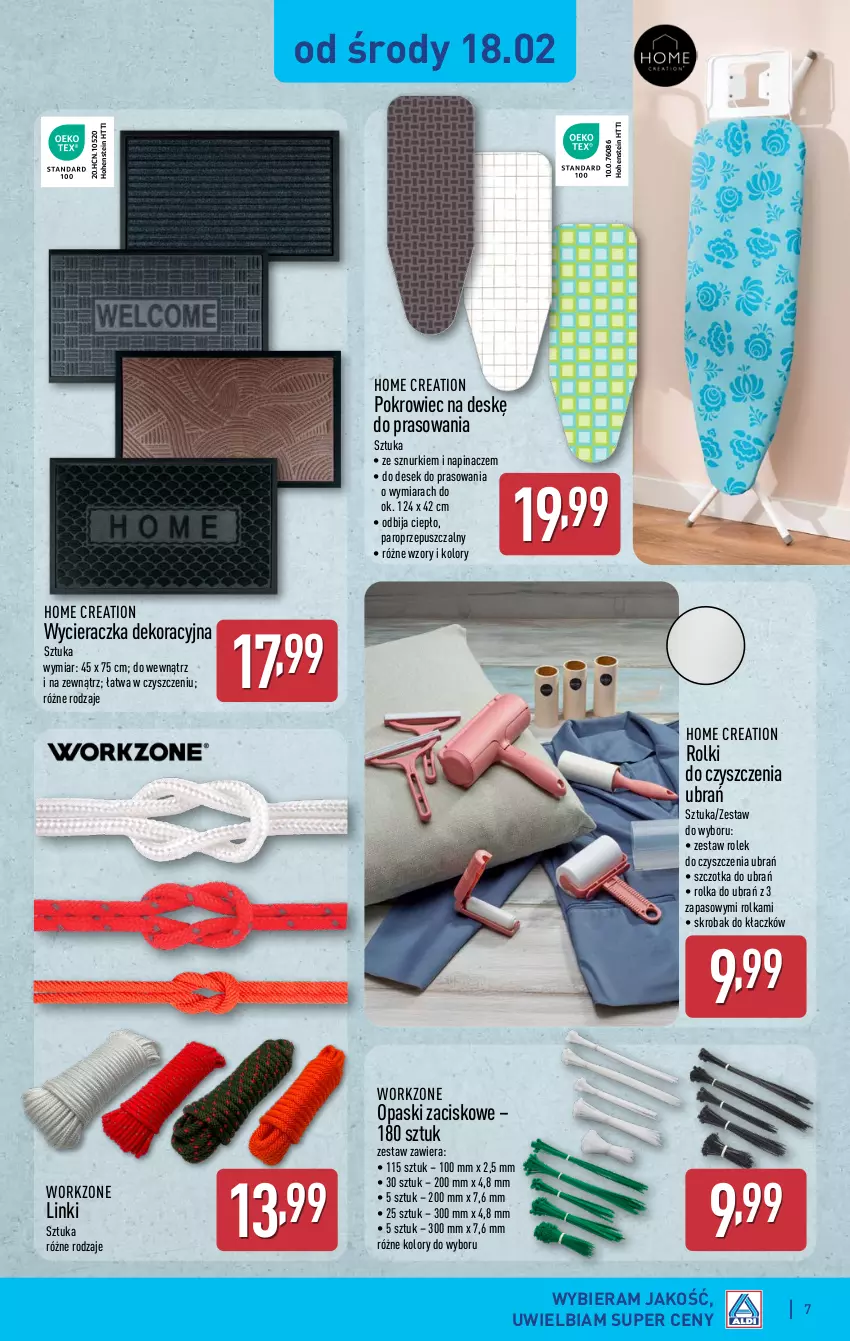 Gazetka promocyjna Aldi - Artykuły przemysłowe i tekstylia - ważna 18.02 do 21.02.2026 - strona 7 - produkty: Pokrowiec, Pokrowiec na deskę, Rolki, Szczotka, Szczotka do ubrań, Wycieraczka